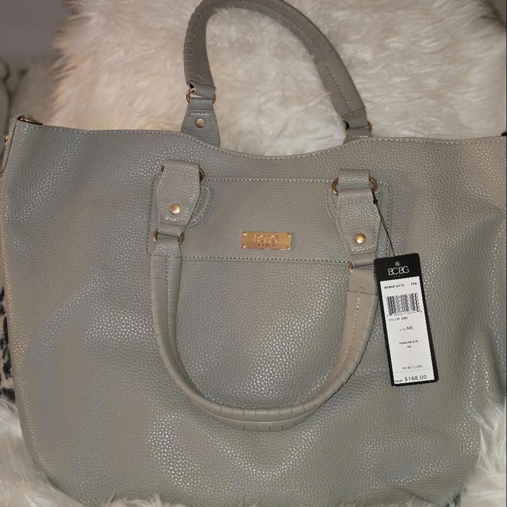 NWT BCBG Three Piece Tote Crossbody Clutch Pebble Set